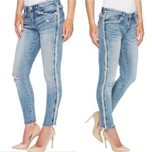 BLANK NYC Frayed Hem Lining Skinny Jeans